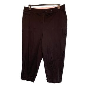Avenue Classic Chino Capri Pants Black Twill‎ Cropped Cuffed Preppy 16